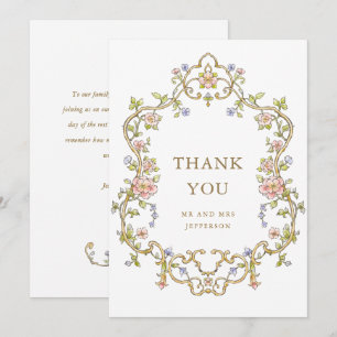 Victorian Ornate Grace Floral Frame Wedding Thank You Card