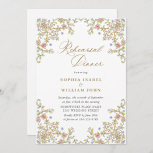 Victorian Ornate Grace Floral Rehearsal Dinner Invitation