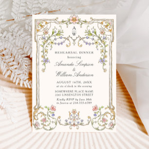 Victorian Ornate Grace Floral Rehearsal Dinner Invitation