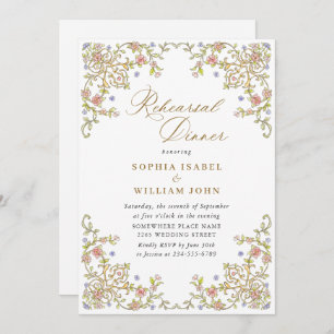 Victorian Ornate Grace Floral Rehearsal Dinner Invitation