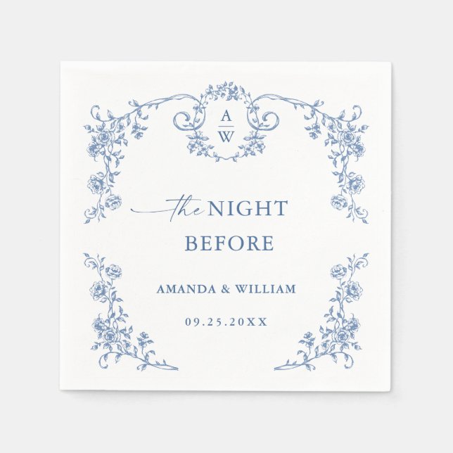 Victorian Ornate Grace Floral Rehearsal Dinner Napkin (Front)