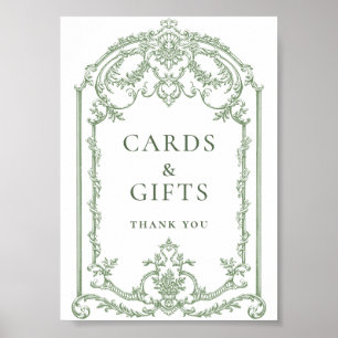Victorian Ornate Grace Floral Sage Cards and Gifts Poster