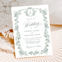Victorian Ornate Grace Floral Sage Green Wedding