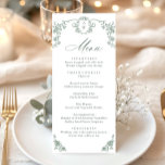 Victorian Ornate Grace Floral Sage Green Wedding Menu<br><div class="desc">For further customisation,  please click the "customise further" link and use our design tool to modify this template.</div>