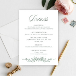 Victorian Ornate Grace Floral Sage Wedding Details Enclosure Card