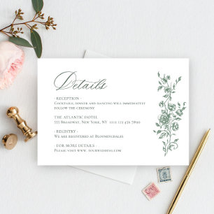 Victorian Ornate Grace Floral Sage Wedding Details Enclosure Card