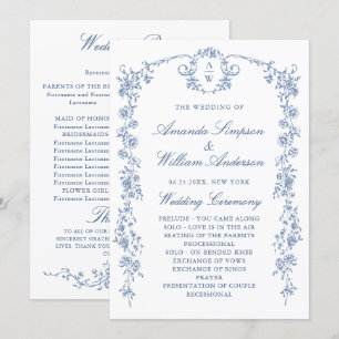 Victorian Ornate Grace Floral Wedding Ceremony Programme