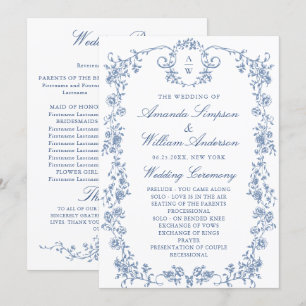 Victorian Ornate Grace Floral Wedding Ceremony Programme