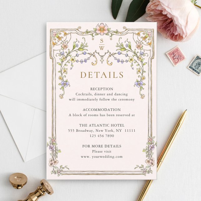 Victorian Ornate Grace Floral Wedding Details Enclosure Card (Creator Uploaded)
