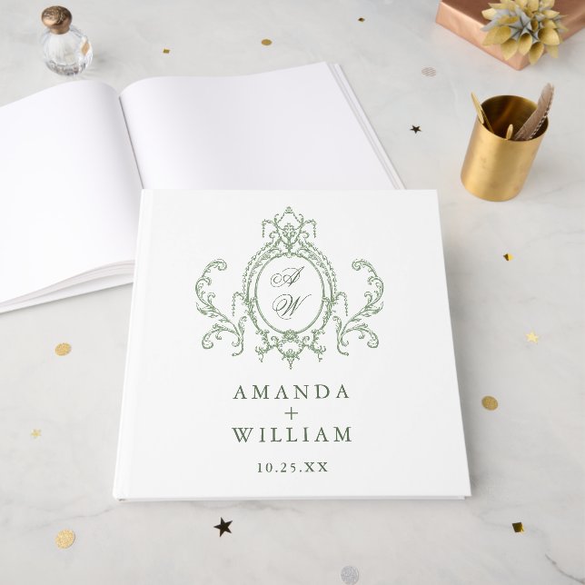 Victorian Ornate Grace Floral Wedding photo album Guest Book (Front Open)