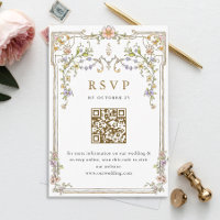 Victorian Ornate Grace Floral Wedding RSVP QR code