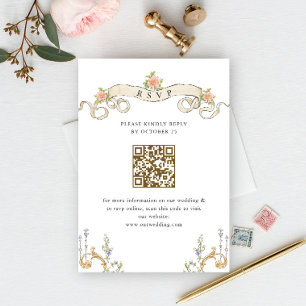 Victorian Ornate Grace Floral Wedding RSVP QR code