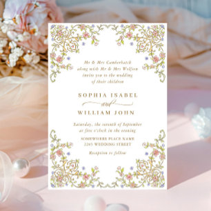 Victorian Ornate Grace Pastel Floral Wedding Invitation