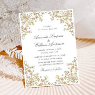 Victorian Ornate Grace Pastel Floral Wedding Invitation
