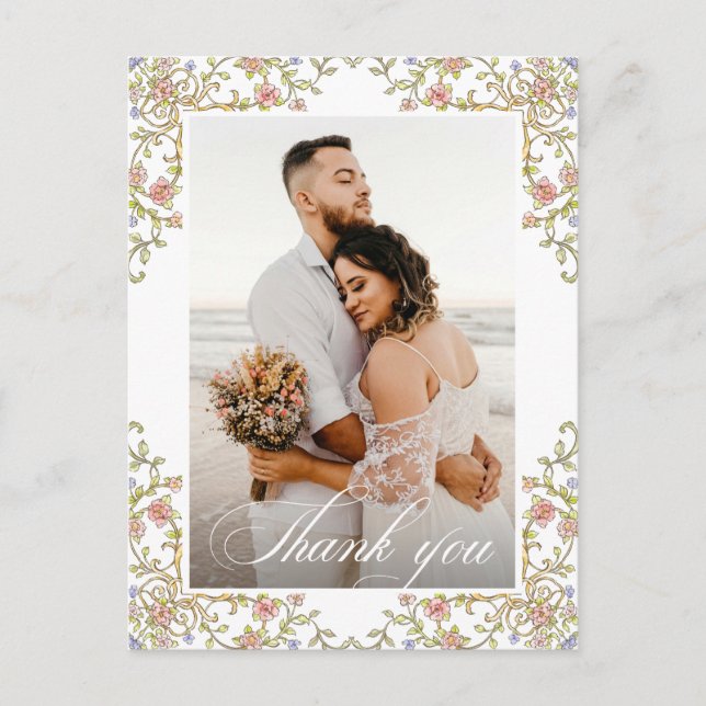 Victorian Ornate Grace QR code Photo Thank You Postcard (Front)