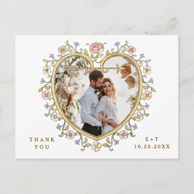 Victorian Ornate Grace QR code Photo Thank You Postcard (Front)