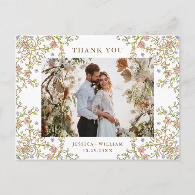 Victorian Ornate Grace QR code Photo Thank You Postcard | Zazzle