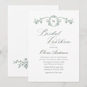 Victorian Ornate Grace Sage Green BRIDAL LUNCHEON Invitation
