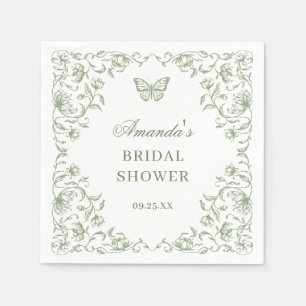 Victorian Ornate Grace Sage Green Bridal Shower Napkin