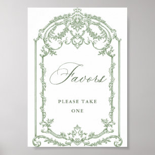 Victorian Ornate Grace Sage Green Favors Wedding Poster