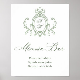 Victorian Ornate Grace Sage Green Mimosa Bar Sign