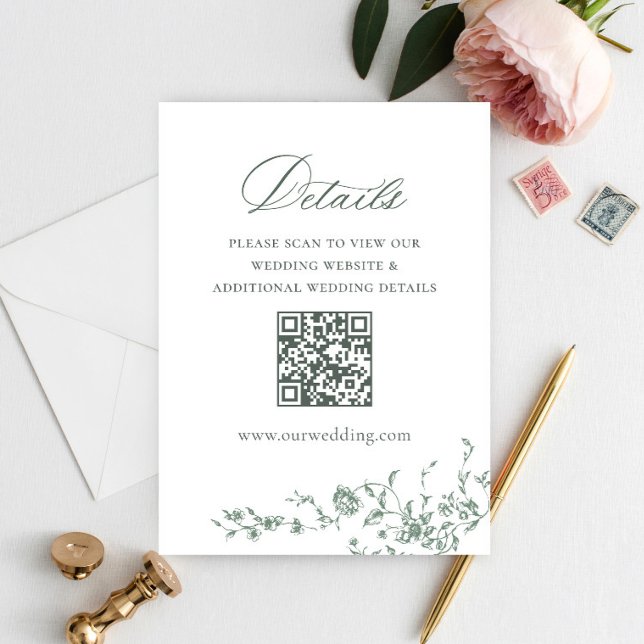 Victorian Ornate Grace Wedding QR code Details Enclosure Card (Creator Uploaded)