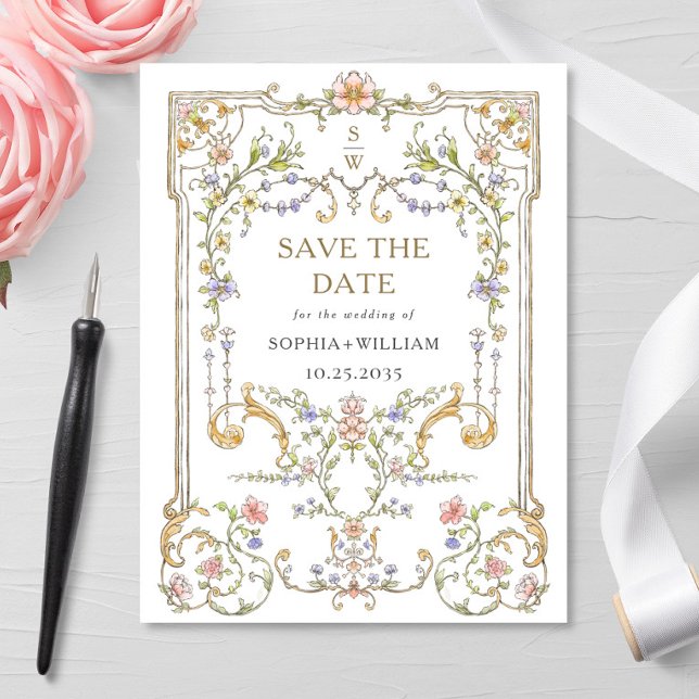Victorian Ornate Grace Wedding Save the Date Postcard (Creator Uploaded)