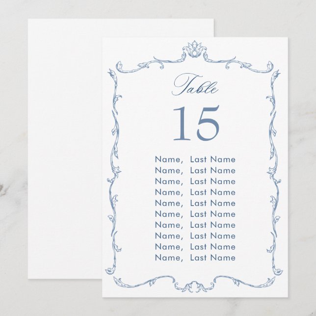 Victorian Ornate Grace Wedding Seating Chart Card (Front/Back)