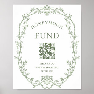 Victorian Ornate Sage Green Honeymoon Fund Poster