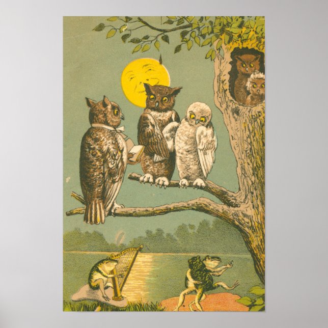Victorian Owl Wedding Poster (Front)