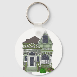 Victorian "Painted Lady" - green Key Ring