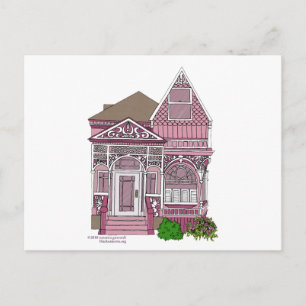 Victorian "Painted Lady" - pink Postcard