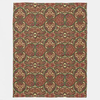 Victorian paisley pattern elegant red green gold fleece blanket