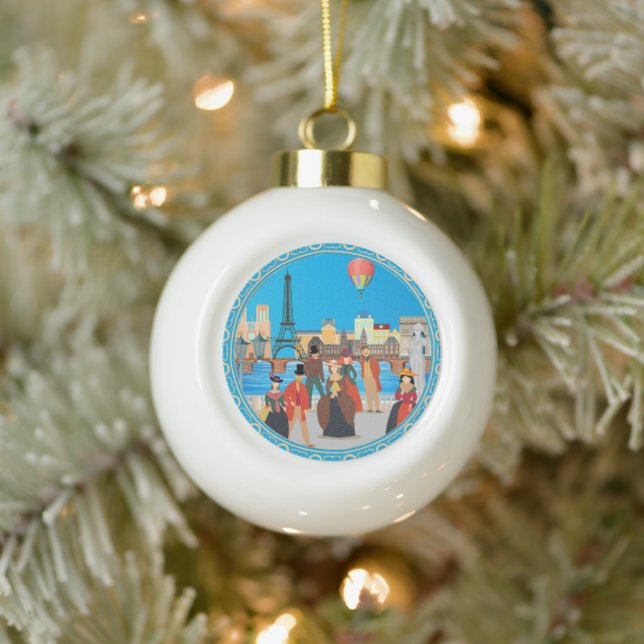 Victorian Paris Ceramic Ball Christmas Ornament (Tree)