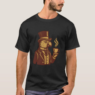 Victorian Parrot Tea Time Illustration T-Shirt