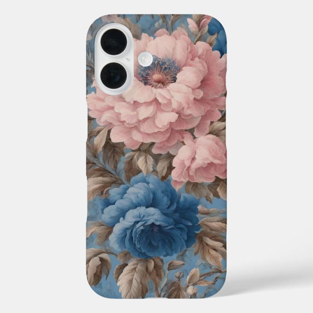 Victorian Pastel Blue And Pink Blossoms Case-Mate iPhone Case (Back)