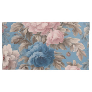 Victorian Pastel Blue And Pink Blossoms Pillowcase