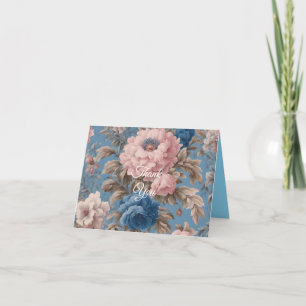 Victorian Pastel Blue And Pink Blossoms Thank You Card