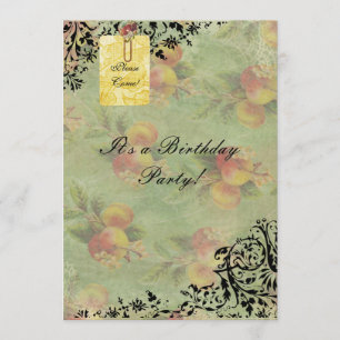 Victorian Peach birthday invitation