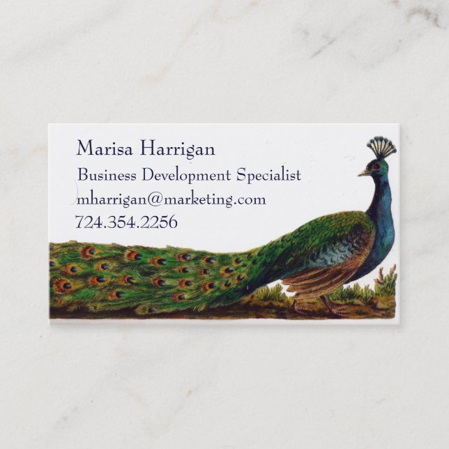 Victorian Peacock Business Cards Template (Front)