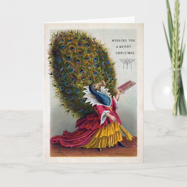 Victorian Peacock Christmas Card (Front)
