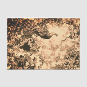 Victorian peacock floral elegant pattern peach tissue paper