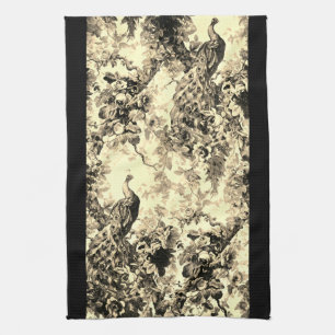 Victorian peacock floral elegant pattern tea towel