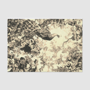Victorian peacock floral elegant toile black cream tissue paper