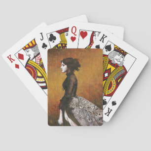 Victorian Peacock Girl Playing Cards