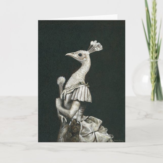 Victorian Peacock Lady Greetings Card (Front)