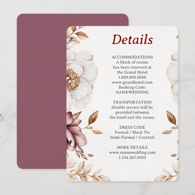 Victorian Peony Luxe Details Enclosure Card (Front/Back)