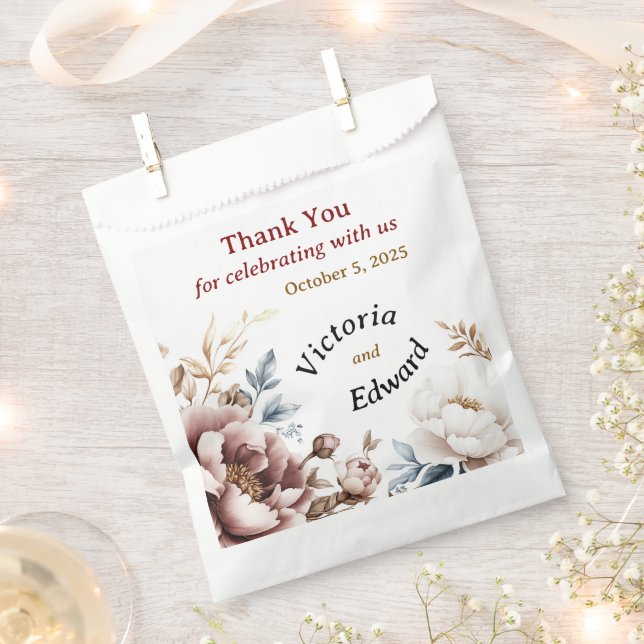 Victorian Peony Luxe Wedding Favour Bag (Clipped)