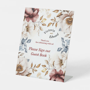 Victorian Peony Luxe Wedding Guest Book Sign