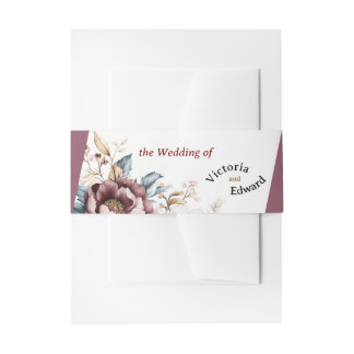 Victorian Peony Luxe Wedding  Invitation Belly Band